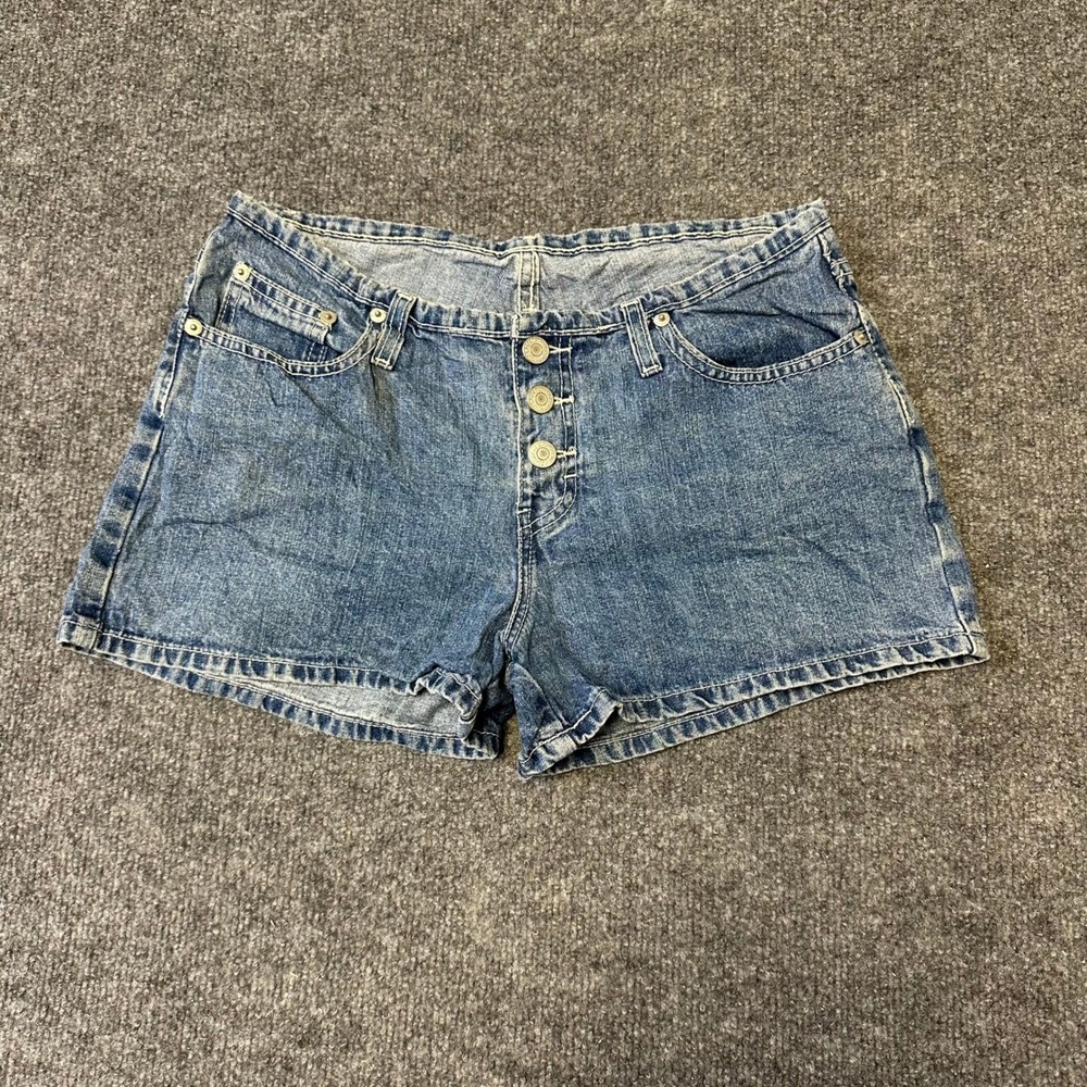 Jordache Denim Shorts Womens 7/8 Blue Button Fly Casual Mid Rise Cotton 43068